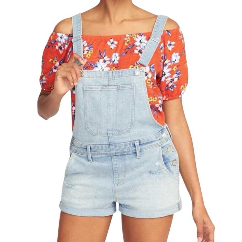 Old Navy Denim Shortalls XXL Light Wash Rolled Hem Cottagecore Casual